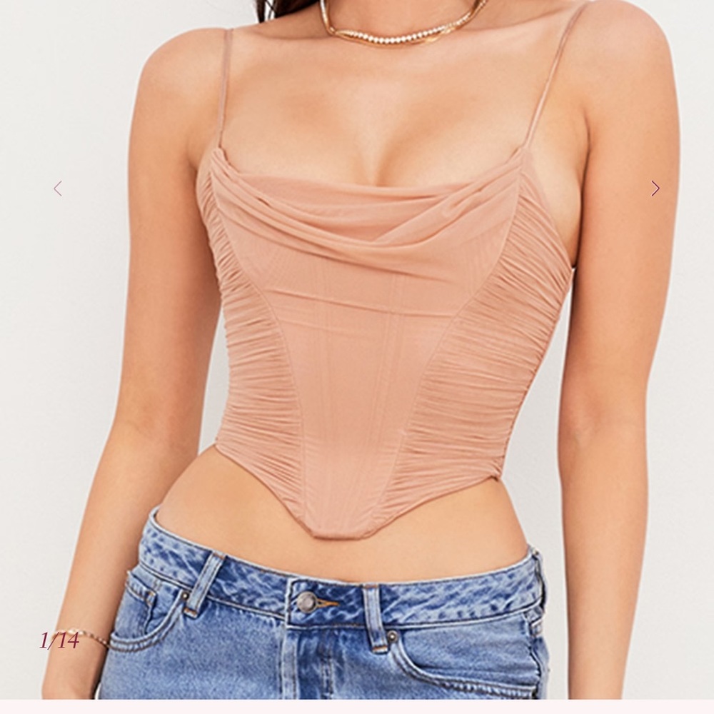 Lottie Beige Mesh Drape Corset House of CB